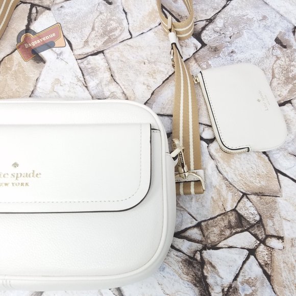 #bagsavenue fast ship new flap camera bag parchment w/ coin purse kate spade - Picture 4 of 8